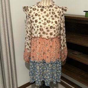 Patterned Ruffle Dress